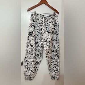 Gymshark Men Black/White Lifting Oversized Cotton Print Joggers Size Large